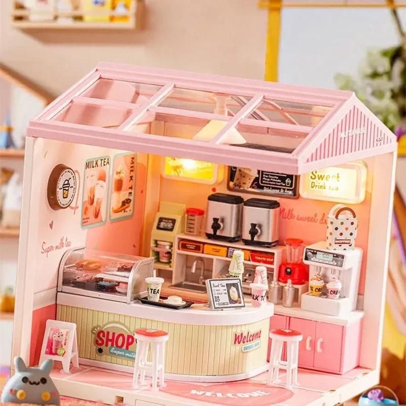Doll House Micro Building Block Diy Handicraft Room Assembly Scene Bricks Bedroom Kitchen Restaurant Model Blocks Birthday Gifts