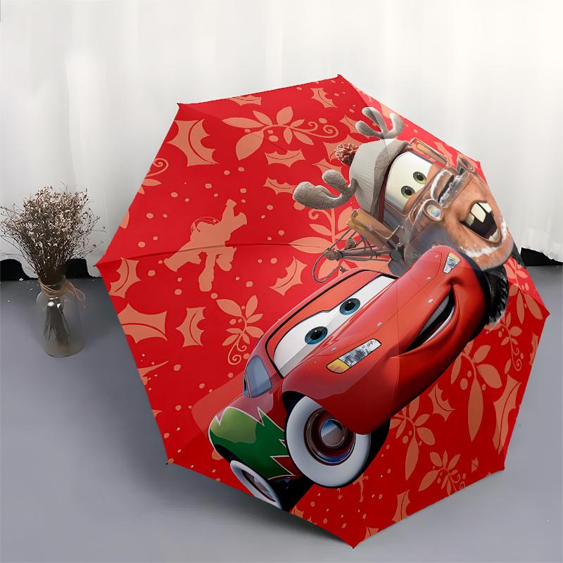 Ombrello Disney Saetta McQueen, Pixar Cars, Apertura e Chiusura Manuale, Design Pieghevole Rinforzato a 21 Stecche, Leggero