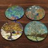 CARIBOU Coasters - Irises, Mulberry, The Pink Peach Tree by Vincent Van Gogh, Gustav Klimt Flower Garden Design Absorbent Round Fabric Felt Neoprene