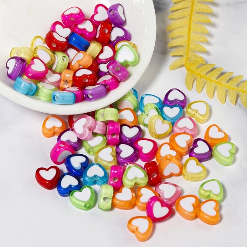 Pack of 100 Waterproof Loose Spacer Bead Acrylic Heart/Flower/Butterfly Shaped Beads Creative Jewelry Accessories