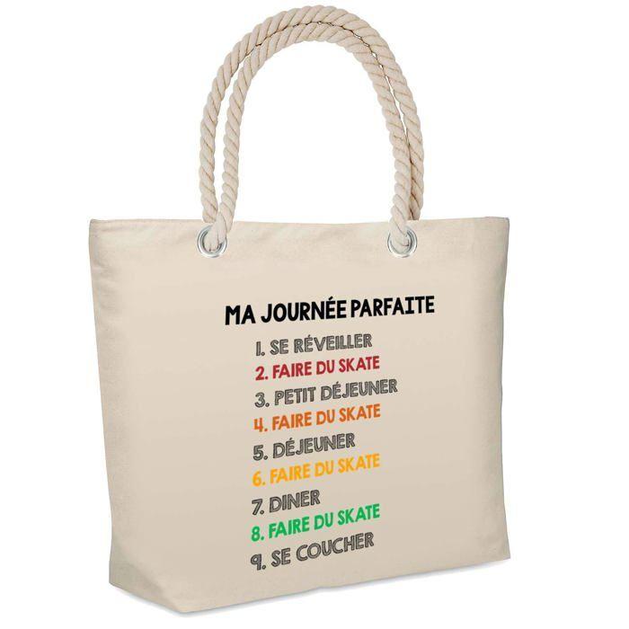 Sac isotherme faire du skate journée parfaite Cadeau Femme Homme, Anniversaire Noël, Maman Papa | Glacière Souple Idéal pique-nique