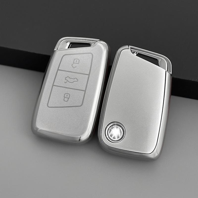 Volkswagen Magotan/Passat B8/Arteon Key Cover: Silver Quicksand Soft Rubber Protective Shell