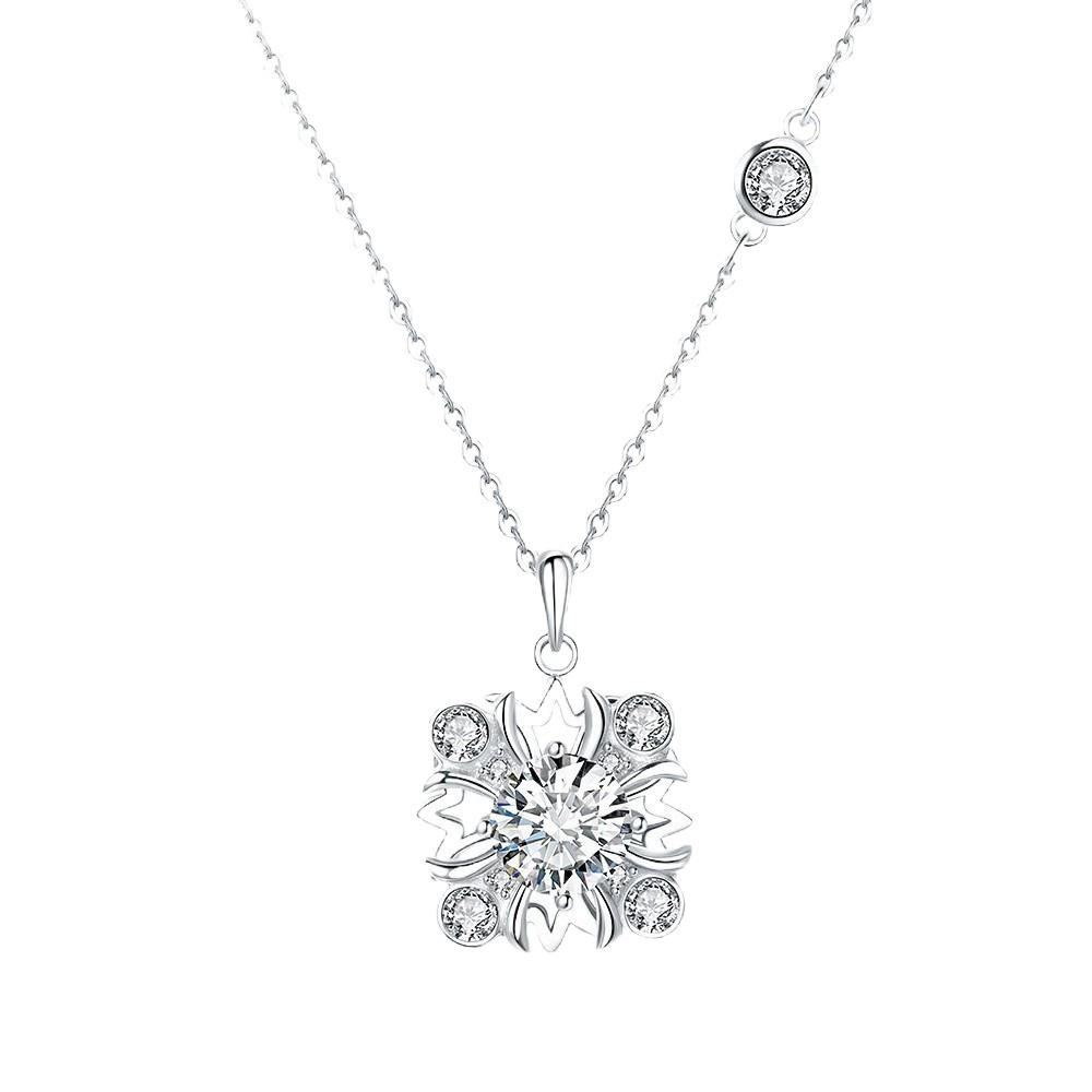 S925 Sterling Silver Rotating Snowflake Cross Clavicle Necklace for Women - High-End Luxury Accessory