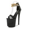 Fashion Super High Heel 20CM Round Heels Pole Dance Shoes Summer Modern Sexy Stripper Nightclub Ankle Strap Sandals For Women