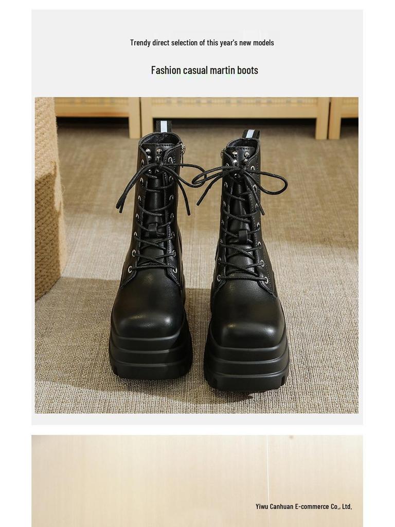 Anime Cosplay Dames Mid-Calf Martin Laarzen - 15cm Hoogte-Verhogend, Dikke Zool, Korte Stijl, Grote Maten Beschikbaar.