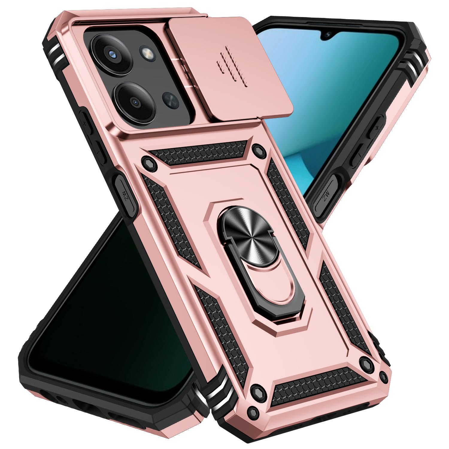 

Armor Shockproof Case For Xiaomi Redmi 15C 4G 171.6mm 5G 173.2mm Metal Holder Sliding Window Camera Lens Protection Back Cover Redmi 15C 5G 173mm рожевий колір золота