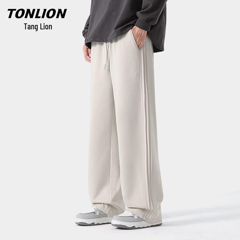 TonLion Men s Solid Color Straight Wide-Leg Casual Pants 3XL