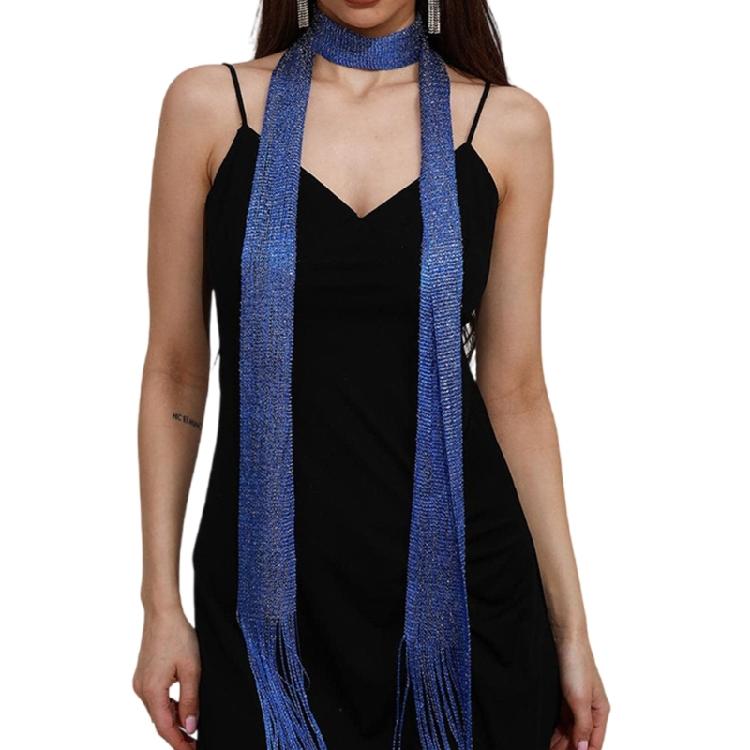 Woman Banquets Scarf with Tassels Shinning Collar for Female Dancing Photography