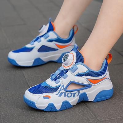Boys Basketball Shoes Summer New Single Net Shoes Hollow Breathable Rotating Buckle Wear-resistant Non-slip Youth Running Shoes Men