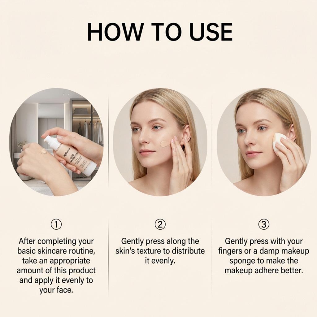 Zephoco Medium-skin Tone Warm Liquid Foundation Is Soft and Light, Fits the Skin, and Is Portable To Create a Natural Daily Base Makeup 30ml