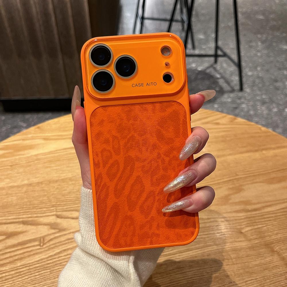 Leopard Print Leather Texture Phone Cases For For Iphone 17 16 1 14 13 Pro Max Case Glass Lens Camera Protection Back Cover