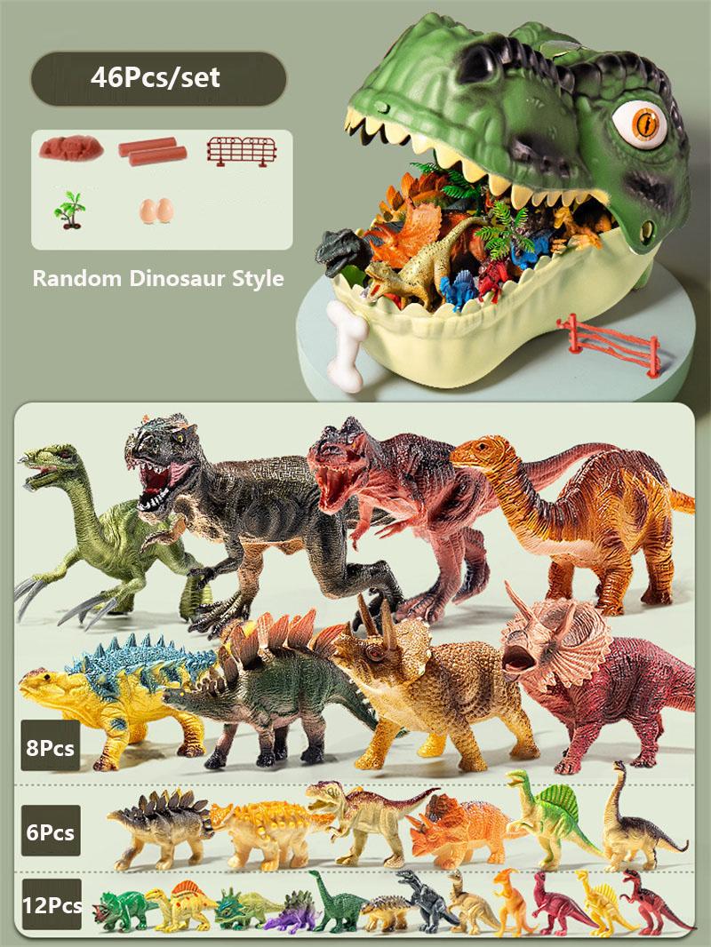 

46Pcs/Set Dinosaur Figures Toy Models Dinosaur World Educational Toys With Storage Dinosaur Head Storage Box Boys Holiday Gifts