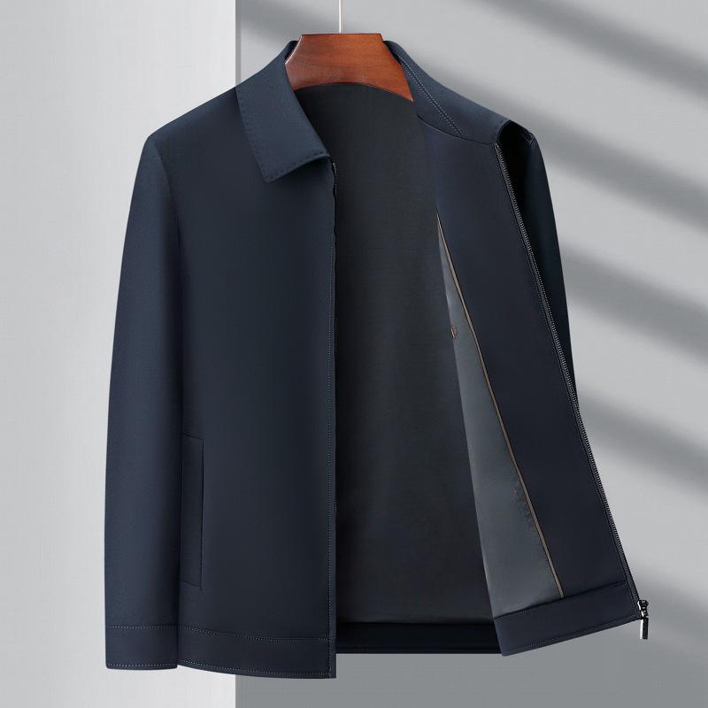 Men's Wool Lapel Jacket - Casual, Loose Fit for Spring & Autumn (Middle-Aged & Elderly)