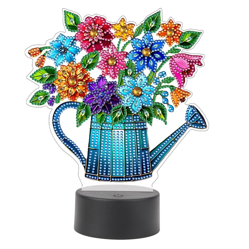 Acrylic Double Sided Vase Decorative DIY 5D Diamond Lamp Diamond Painting Night Light Diamond Art Light Ornaments for Home Decor