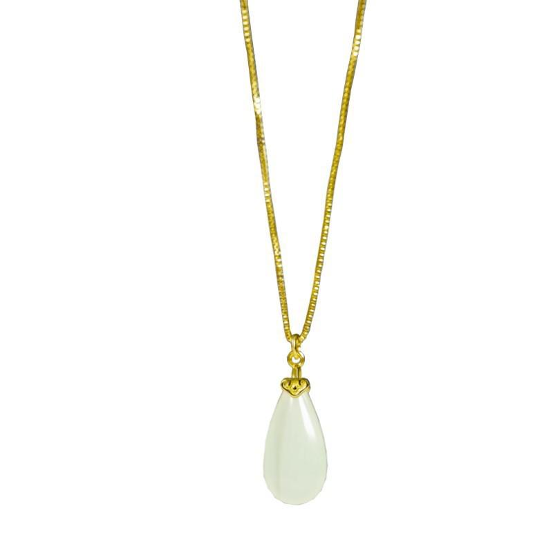 2024 Ruyi Water Drop Hetian Jade Necklace: Elegant Women's Pendant with Unique Niche Design