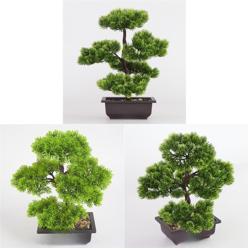 Artificial Pine Bonsai Tree With Pot For Office Decor And Indoor Greenery
