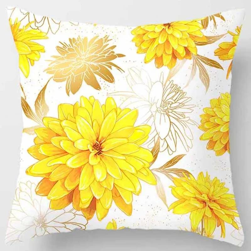 Fashion Yellow Decorative Pillowcase, Living Room Sofa Office Seat Waist Cushion  Cover  Aesthetic Home Decoration