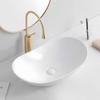 Modernes ovales Keramikwaschbecken, 16,3 x 9,8 Zoll – elegantes Badezimmerwaschbecken mit Abflusszubehör (Wasserhahn nicht im Lieferumfang enthalten)