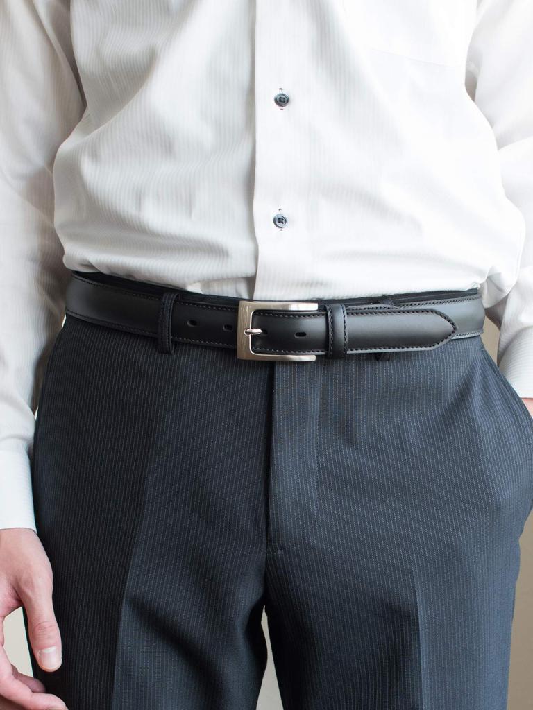 TAVARAT Genuine Leather Business Flat Series Men's Belt, 30mm, Adjustable, Casual, (Black)