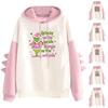 Women's Christmas Printed Contrasting Dinosaur Loose Casual Hoodie