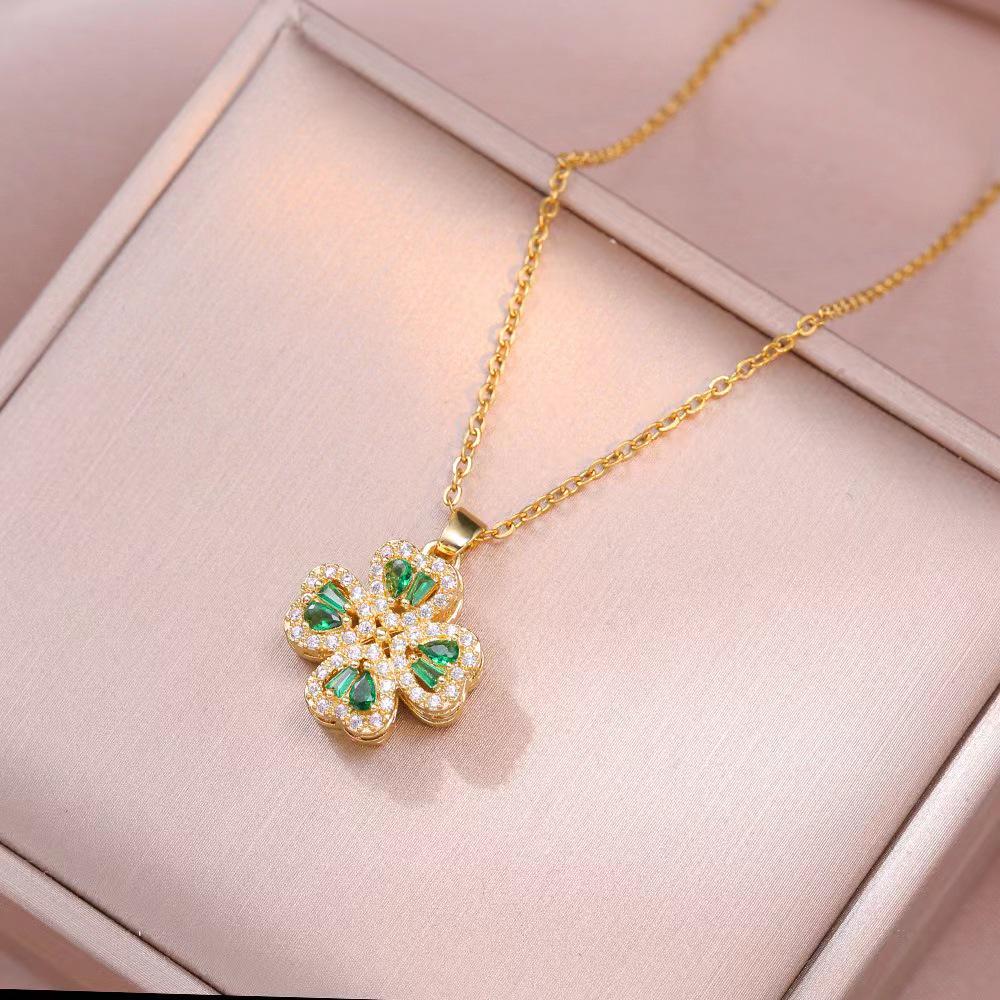 

Женский цирконовый вращающийся кольцо в форме персикового сердца и набор ожерелий-цепочек для ключиц