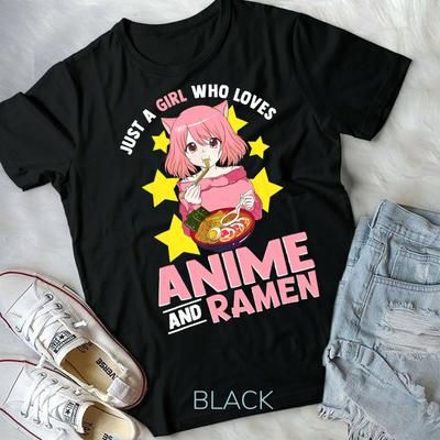Just A Girl Who Loves Anime and Ramen Bowl Japanese Noodles Unisex Form T-shirt