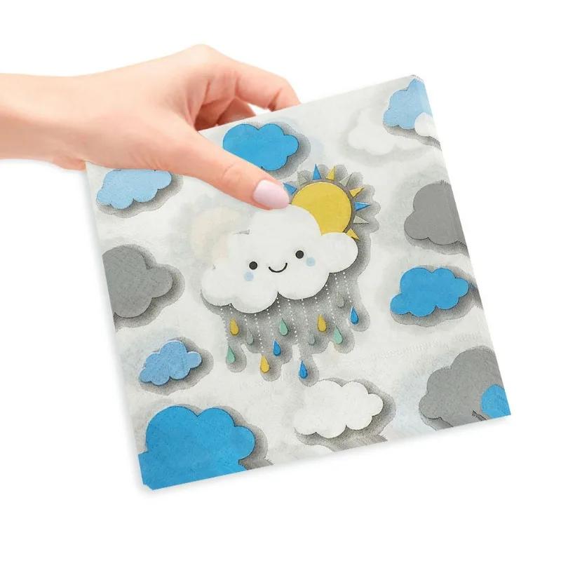Clouds Raindrops Printed Colorful Paper Napkins Disposable Holiday Party Cartoon Decoration Supplies
