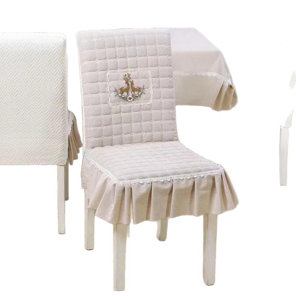 All-Season Dining Chair Cover with Built-In Backrest Pad and Cotton Padding