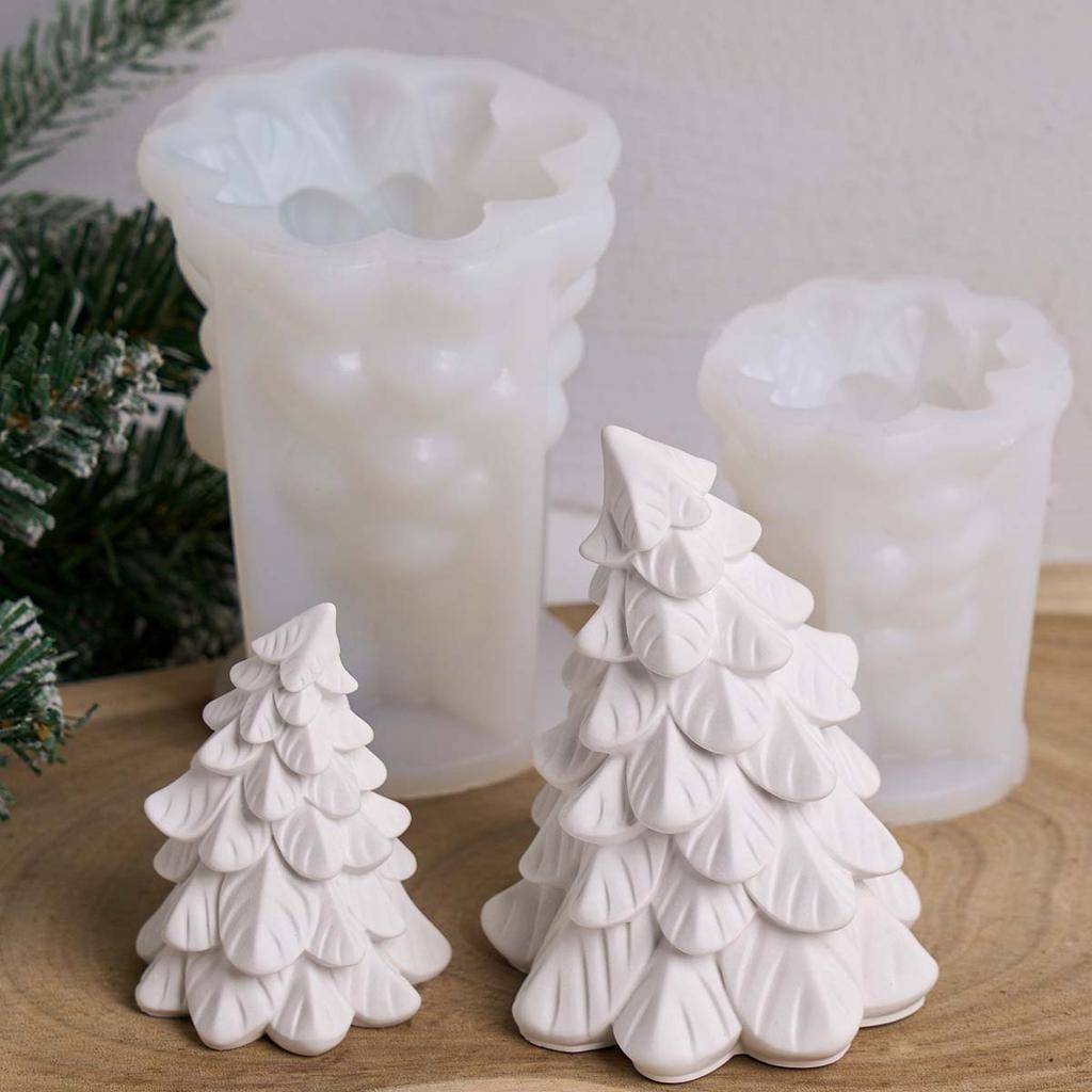 3D Christmas Tree Silicone Candle Mold DIY Christmas Ornaments Scented Candles Soap Molds Plaster Resin Chocolate Crafts Making