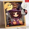Halloween Pearl Painting Art Full Pearl Handmade Diy Home Decorations Witch Cat Pumpkin Moon Bats Design Art Craft Kit