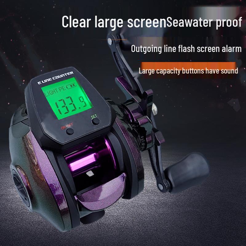 

Right-Hand Waterproof Digital Fishing Reel with Large Screen and Deep Line Cup