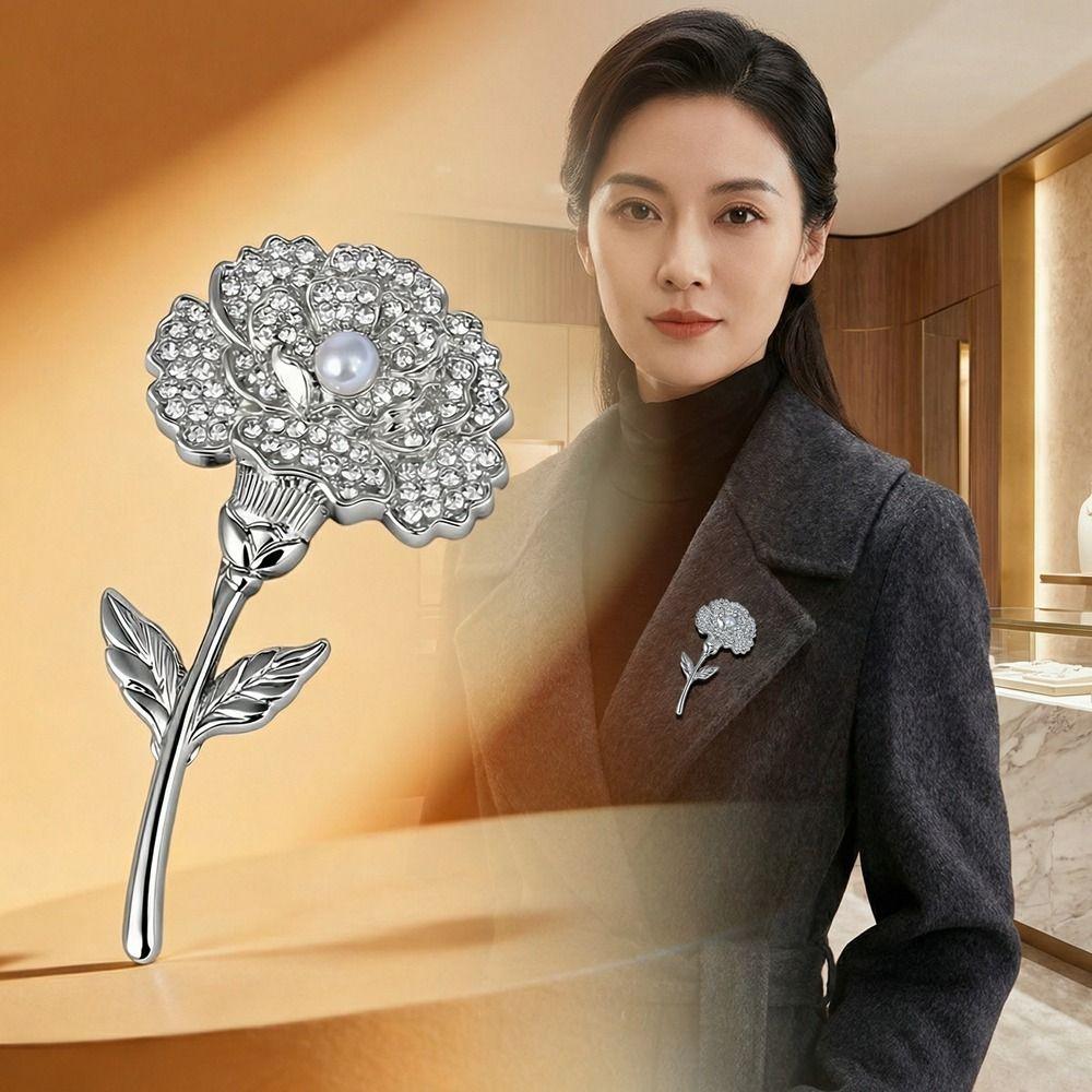 Luxury Floral Corsage with Pearls Metal Corsage Ornament Unique Carnation Brooch  Mother's Day Gift