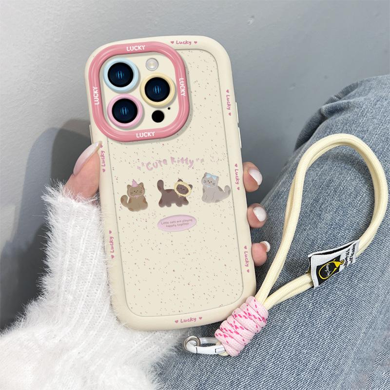 Coffee Kitten Suitable for Apple 15 Mobile Phone Case New Iphone14promax Simple 13 Women's Lanyard 16 8p