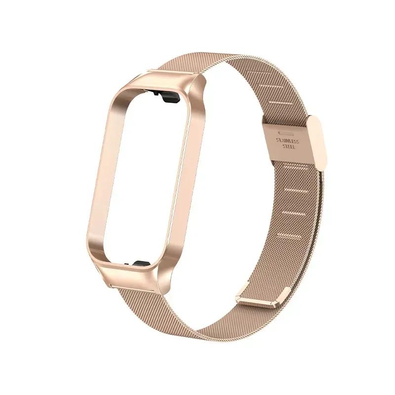 Stainless Steel Strap For Xiaomi Smart Band 8 Active Smart Watch Band Accessories Metal Bracelet Mi Band 8 Active Protector Case