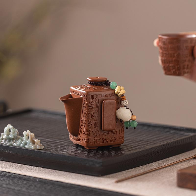Hongyue Zisha Pot Baifu One Pot Two Cups Household Brewing Teapot Kung Fu Tea Set Small Set Tea Tea Cup Gift Box