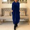 2026 Spring Slimming Velvet Dress - European & American Style, Round Neck, Long, Comfortable, Fashionable.