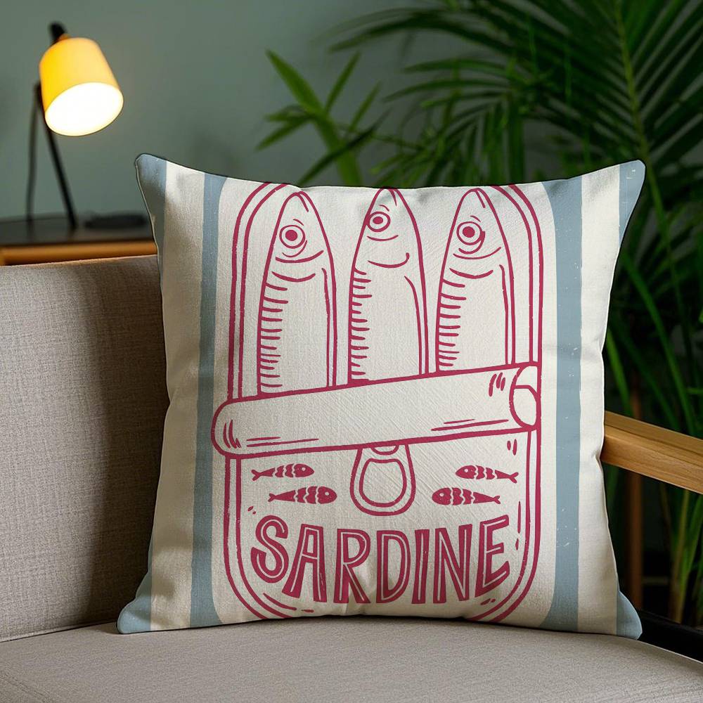 Colorful Sardine-S Fantasy Patterns Pillow Case Anti-dustmite Pillowcase Invisible Zipper Silky Short Plush Sofa Cushion Cover