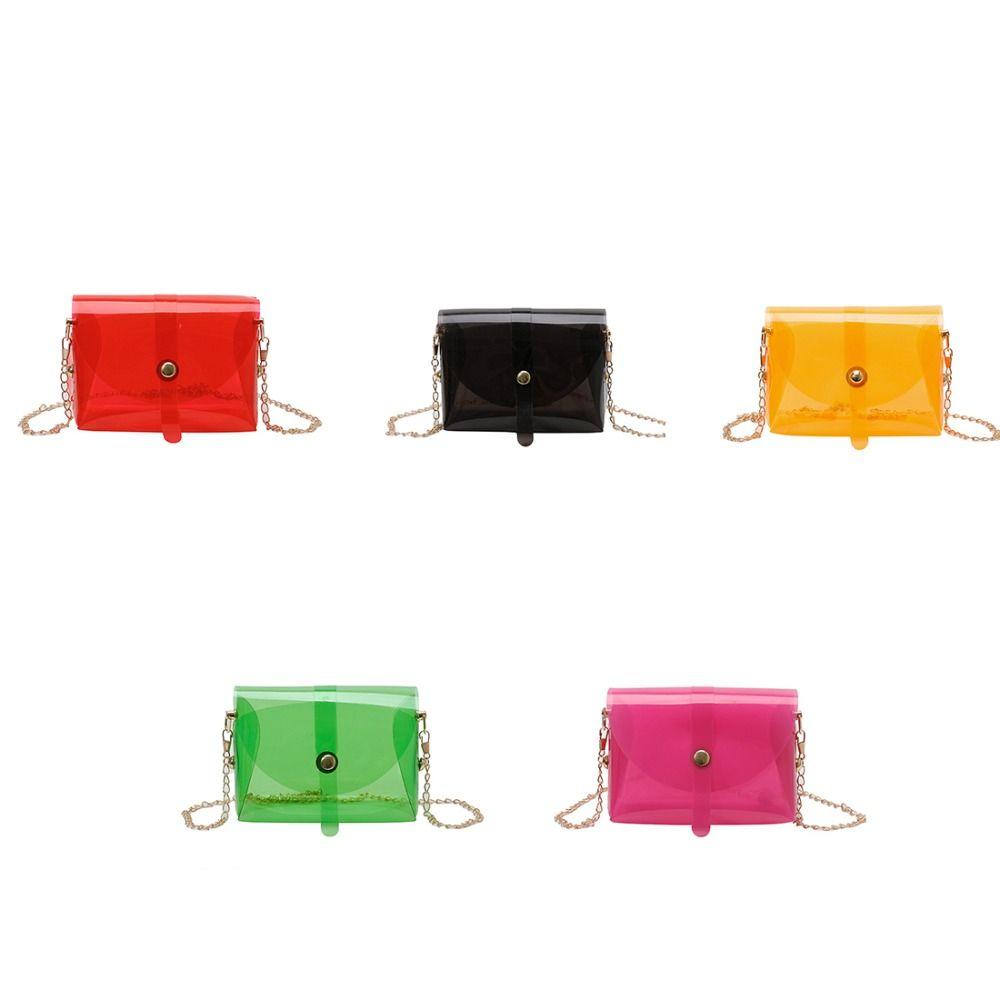 Kawaii Transparent Crossbody Bag Candy Color Mini Lipstick Bag Elegant Jelly Shoulder Bag  Shopping