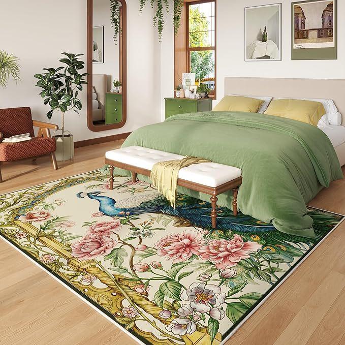 Living Room Peacock Carpet Non Slip Floor Mat Living Room Bedroom Floor Mat Sofa Tea Table Mat