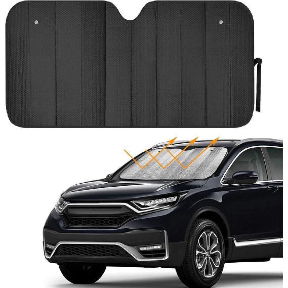 

Windshield Sunshade - Foldable Reflective Sun Visor for Car - Protects Vehicle from Sun Heat and UV Rays, Keeps Interior Cool - Best Blocks Visor чёрный