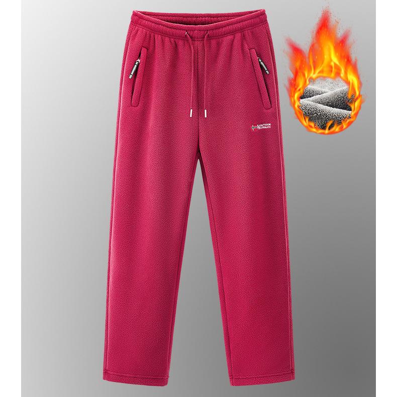 Autumn Winter Fleece Ski Pants Men's High Quality Extreme Cold Wool Thick Warm Trousers Women Outdoor Camping Work Sweatpants