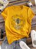 Bienen- und Waben-Damen-T-Shirt - Natur-Grafik, Lässiges gelbes Oberteil