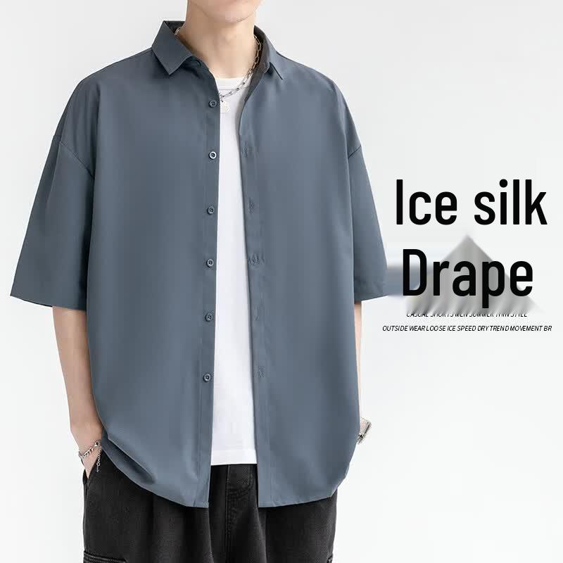 MEDE Men's Ice Silk Short Sleeve Casual Shirt