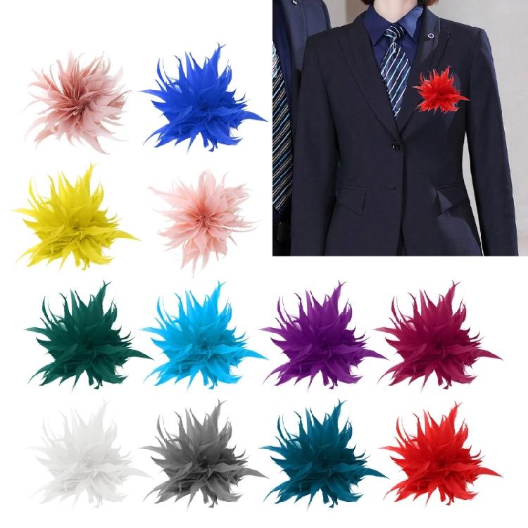 Spilla Fiore di Piuma per Celebrazione Banchetto Bomboniera Corsage Floreale & Spilla