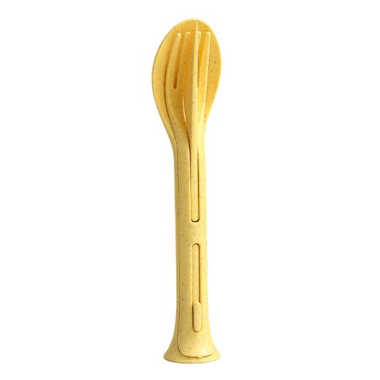 Yousheng 3-In-1 Portable Cutlery Set with Fork Spoon Cutter Food Grade Reusable Outdoor Camping Picnic Hiking Travel Nesting Flatware Utensils Kit