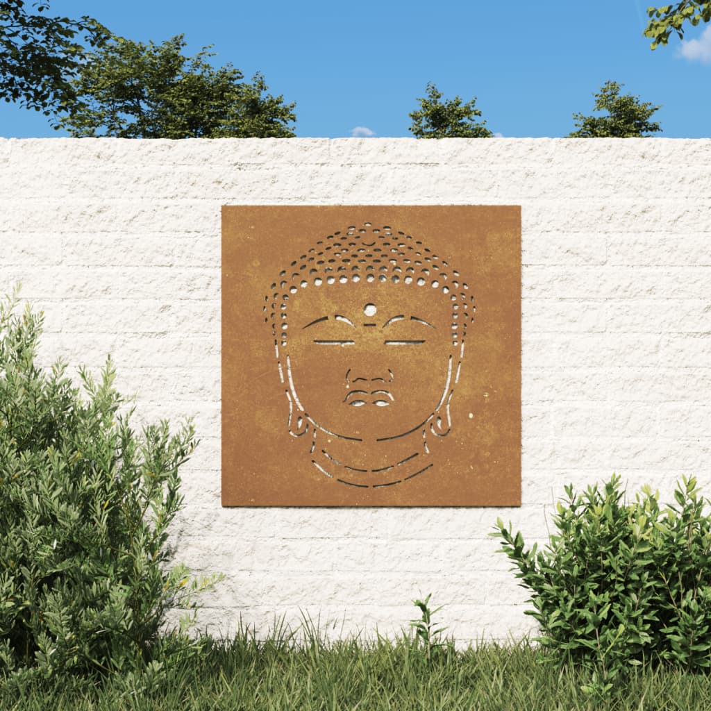 Ländliche Garten-Wandkunst - Wetterfester Stahl Buddha-Kopf-Design für Wohnzimmer, Home Office, Hochzeit Innen- und Außendekoration