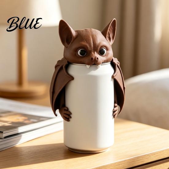 Portable Soda Saver Lids 3D Printed Bat Can Cover Reusable Protector Lid Cute Animal Washable Protectors Drink Dust Cap for Beverage Cans,