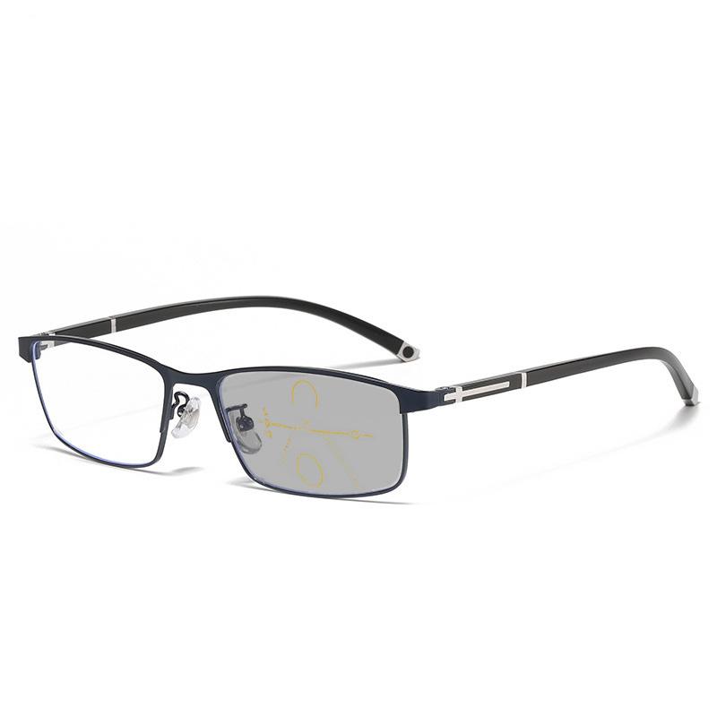 Business Multifocal Pochromic Reading Glasses for Men Quality Progressive Anti-Blue Light Fashion Eyewear Near-far Eyeglasses