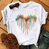 Women's Large Size Short Sleeve Crewneck T-Shirt Cartoon Hand-Painted Dog Paw Print Warm Polyester Fabric Summer Fashion