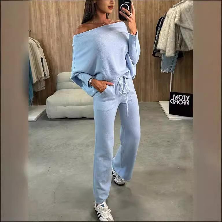 European and American Women's Solid Color Fashion Two-Piece Set - 2025